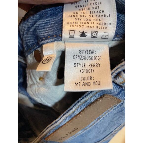 GRLFRND Kerry Short Me and You Rigid Denim 100% Cotton Button Fly Destroyed 23" - Picture 5 of 6